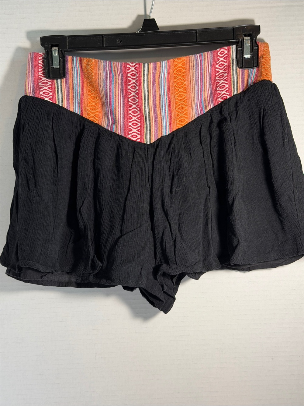 Wet Seal Black Shorts with Multicolor Tribal Waistband